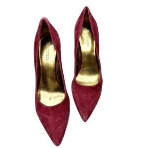 Nine West Genuine Leather Suede Maroon Velvet Red Pumps Heels Pointed Toe Sz 7M